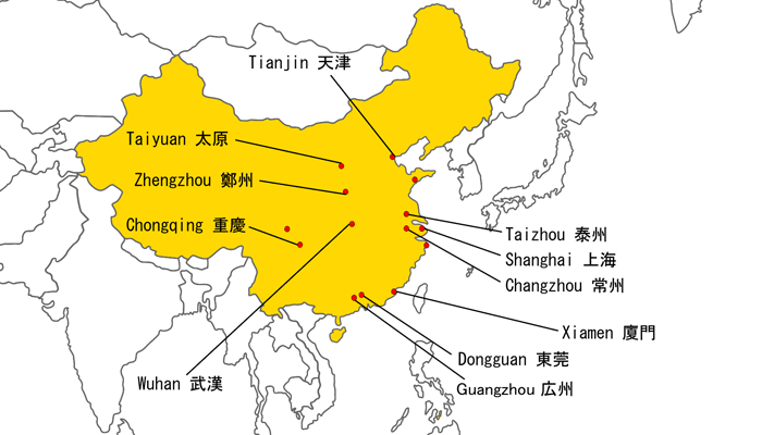 SHANGHAI-FANUC ROBOMACHINE CO., LTD.のサービス地域と拠点