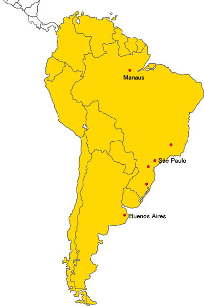 FANUC South America Equipamentos de Automação e Serviços Ltda.のサービス地域と拠点